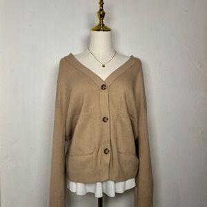 knit cardigan beige buttons & pockets soft girl academia shoujo cottagecore twee